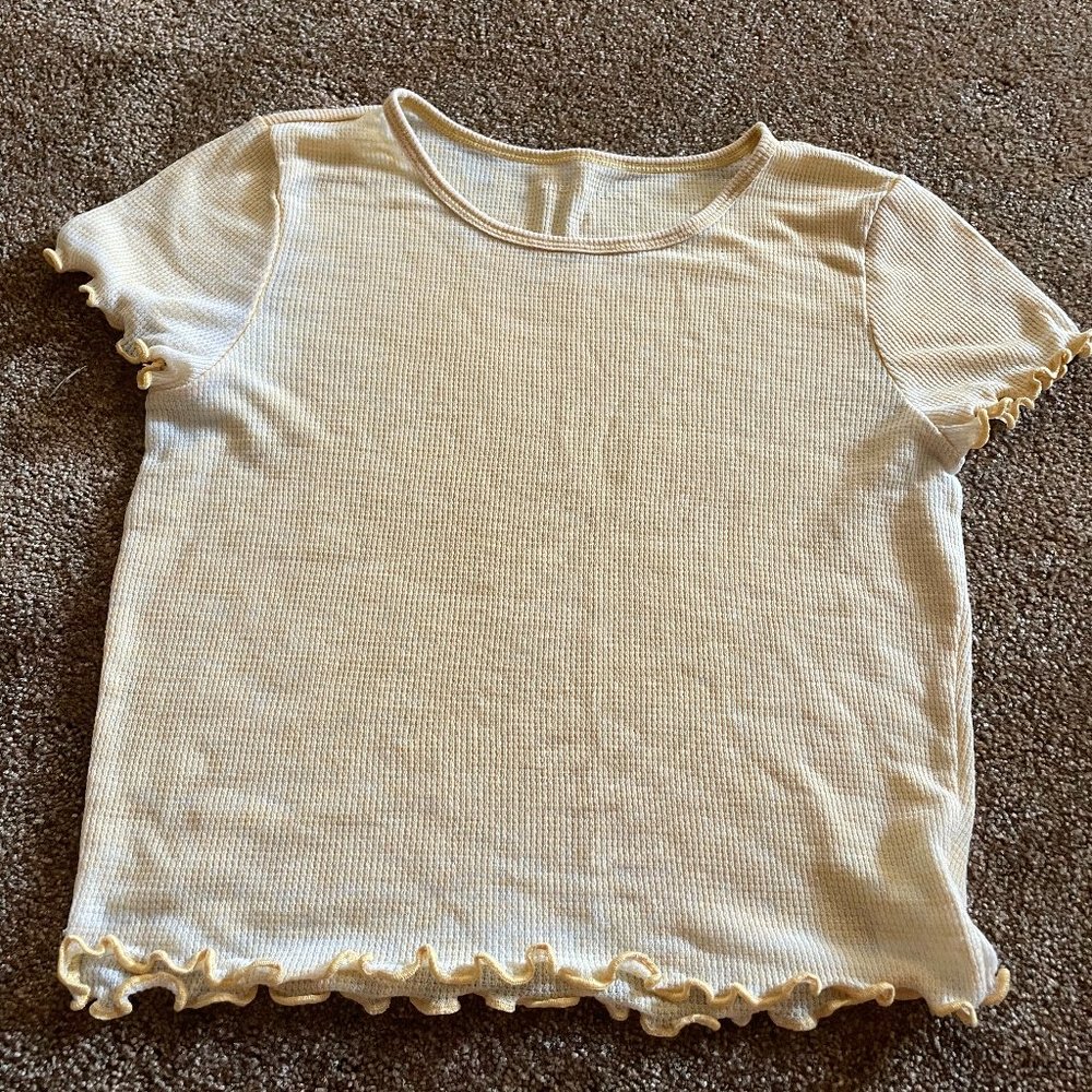 American Eagle Yellow Waffle Knit Crop Top S